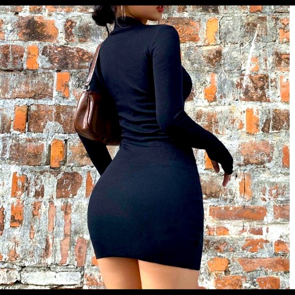 Black Bodycon Mini Long sleeve Dress - Picture 4 of 8